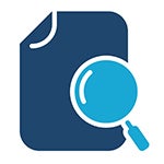icon of a magnifying glass against paper signifying "lookup"